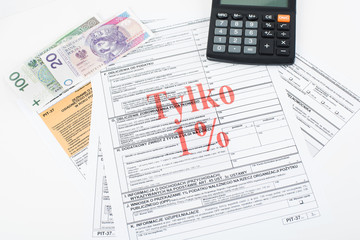 Fototapeta na wymiar Transferring 1% of tax from PIT.