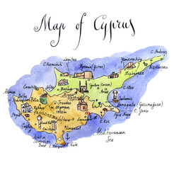 Fototapeta premium Map of attractions of Cyprus