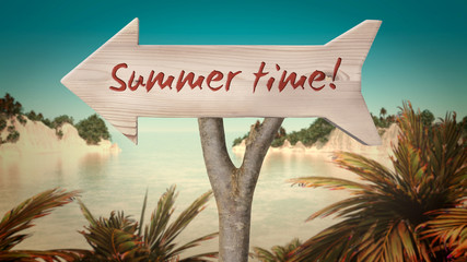 wooden sign indicating summer