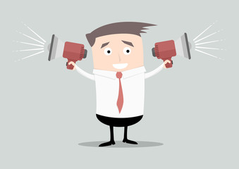 Fototapeta premium businessman with loudspeakers