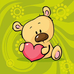 cute teddy bear hold heart - valentine vector illustration