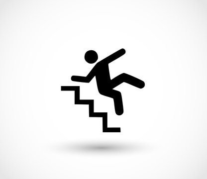 Warning sign - risk of falling of the stairs vector