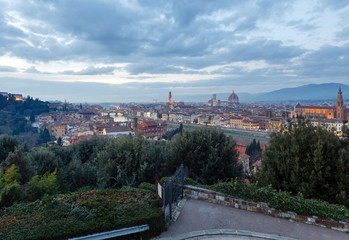 Naklejka premium Evening Florence top view (Italy).