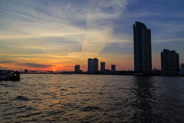 .Sunset at Chao Phraya river