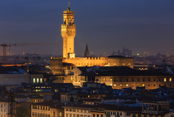 Obraz na płótnie Canvas Night Florence top view (Italy).