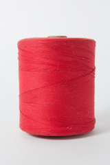 White thread isolated on white background. Rope, wool, knitting homemade handmade object.