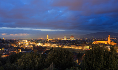 Fototapeta na wymiar Night Florence top view (Italy).