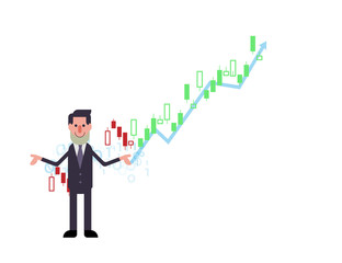 business man  and stock market chart vector illustration