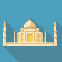 Vector illustration long shadow flat icon of taj mahal