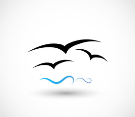 Fototapeta premium Seagull, sea gull icon vector