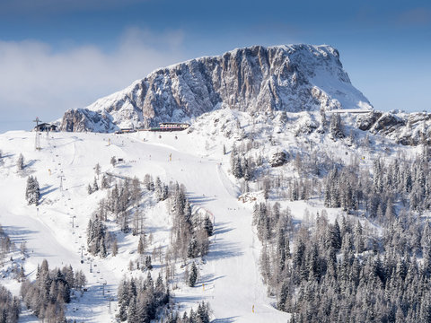 A view of the Alpine landscape in the winter season in Nassfeld