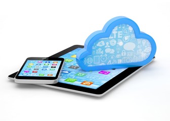 tablet pc, smart phone and cloud