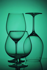 glasses, wine glasses, to the light