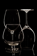 glasses, wine glasses, to the light