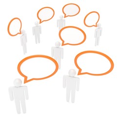 people with talk bubbles isolated over a white background