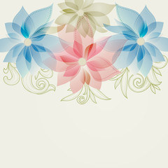 Spring floral background in pink and blue