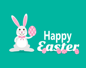 easter rabbit bunny with easter egg. happy easter greeting card