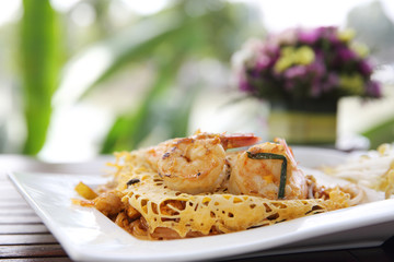 Thai food padthai fried noodle with shrimp