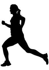 Fototapeta na wymiar Woman athletes on running race on white background