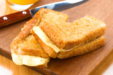 sandwich bread with melted cheese