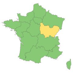 Fototapeta premium Frankreich - Bourgogne-Franche-Comté (Vektor in Grün)