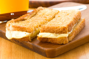 sandwich bread with melted cheese