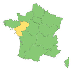 Fototapeta na wymiar Frankreich - Pays de la Loire (Vektor in Grün)