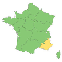 Frankreich - Provence-Alpes-Côte d'Azur (Vektor in Grün)