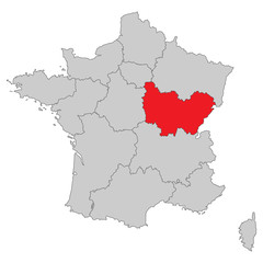 Frankreich - Bourgogne-Franche-Comté (Vektor in Rot)
