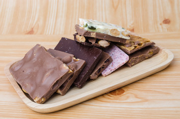 chocolates in white, dark, and milk chocolate.