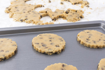 Close-up of cookies ready for the oven