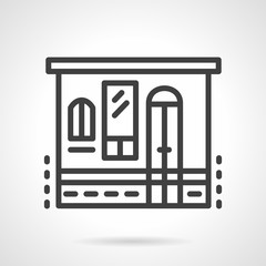 Storefronts simple line vector icon. Grocery