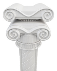 Chapiter of a column closeup on white background. 