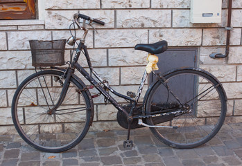 Fototapeta na wymiar Old bike close-up.