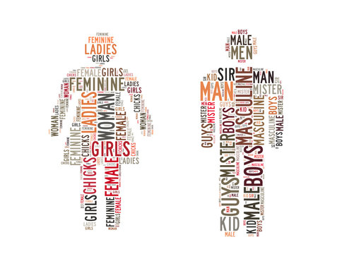 nube terminos en silueta masculino y femenino