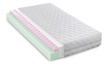 Memory foam - latex mattress cross section  photo illustration -