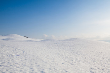 Winter landscape under blue sky