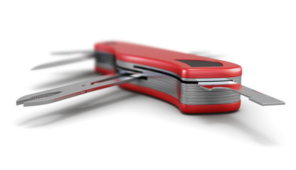 Army folding knife on a white background.