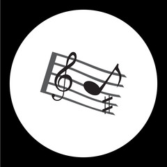 music stave with music notes and treble clef simple icon eps10