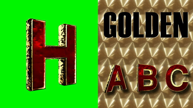 rendered on green chromakey loop golden and red velvet alphabet