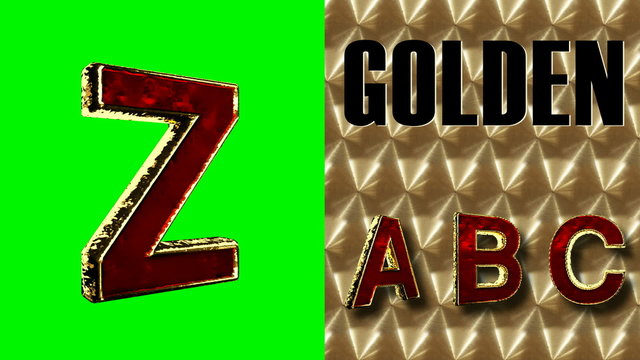 rendered on green chromakey loop golden and red velvet alphabet