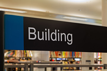  Building section sign inside a modern public library
