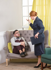 Fototapeta premium Man at the psychotherapist