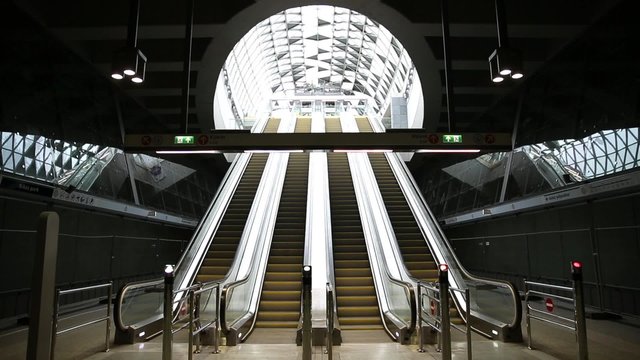 modern escalator in a subway station