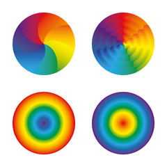Rainbow circles set isolated objects, illustration 