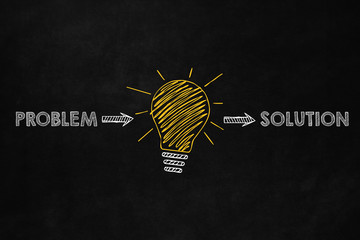 A conceptual problem solving design, Ability to solve problem, A big yellow lightbulb indicates an idea to solve problems