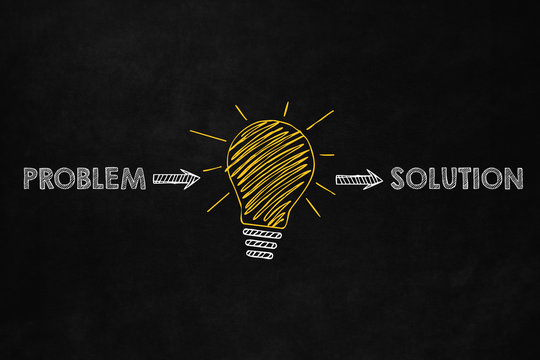 A conceptual problem solving design, Ability to solve problem, A big yellow lightbulb indicates an idea to solve problems