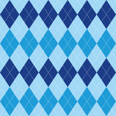 Argyle pattern blue rhombus seamless texture, illustration 