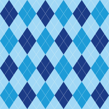 Argyle pattern blue rhombus seamless texture, illustration 