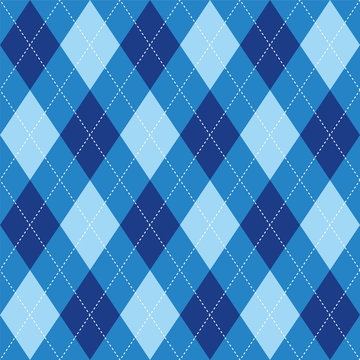 Argyle pattern blue rhombus seamless texture, illustration